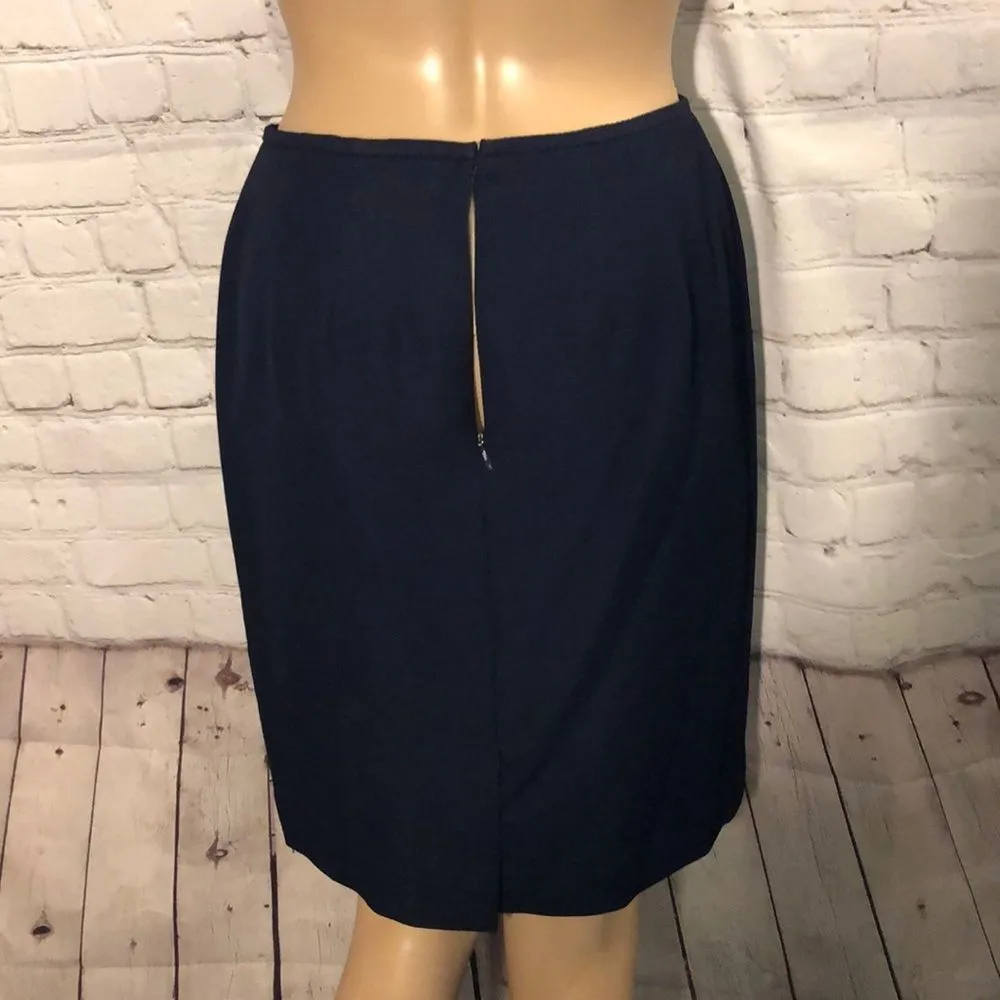 Morgan Taylor Petites Navy Blue Skirt Suit Y2K 8P - Image 7