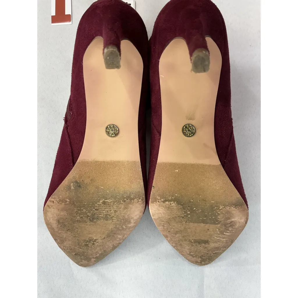 Womans XOXO Taylor Ankle Boots 6 M Maroon Side Zip Stiletto Heel Pointed Toe - Image 8