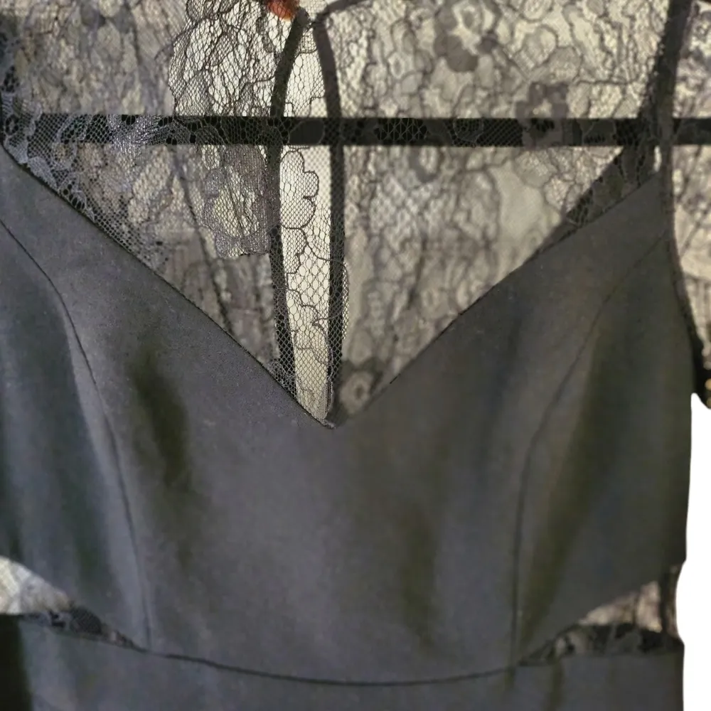 Aidan Mattox Maxi Long Sleeves Lace Bodice Evening Dress w/Slit Size 4 Black NWT - Image 10