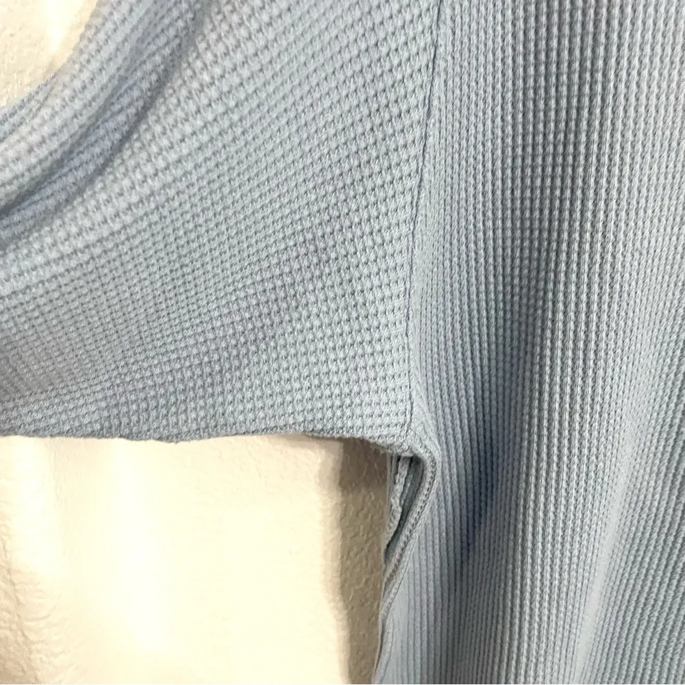 Aerie Womens Top Shirt Light Blue Waffle Knit Long Sleeve Comfort Size Medium - Image 6