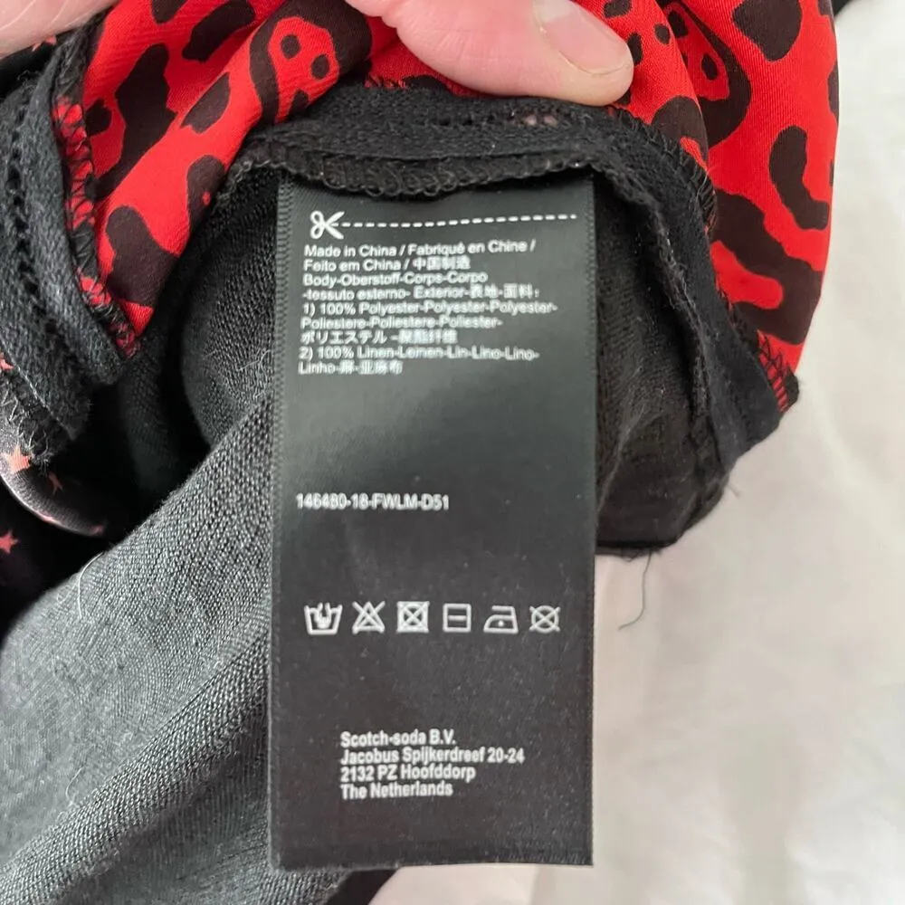 Scotch & Soda Madison Scotch Red Black Stars & Cheetah Print Crewneck Top Size S - Image 7