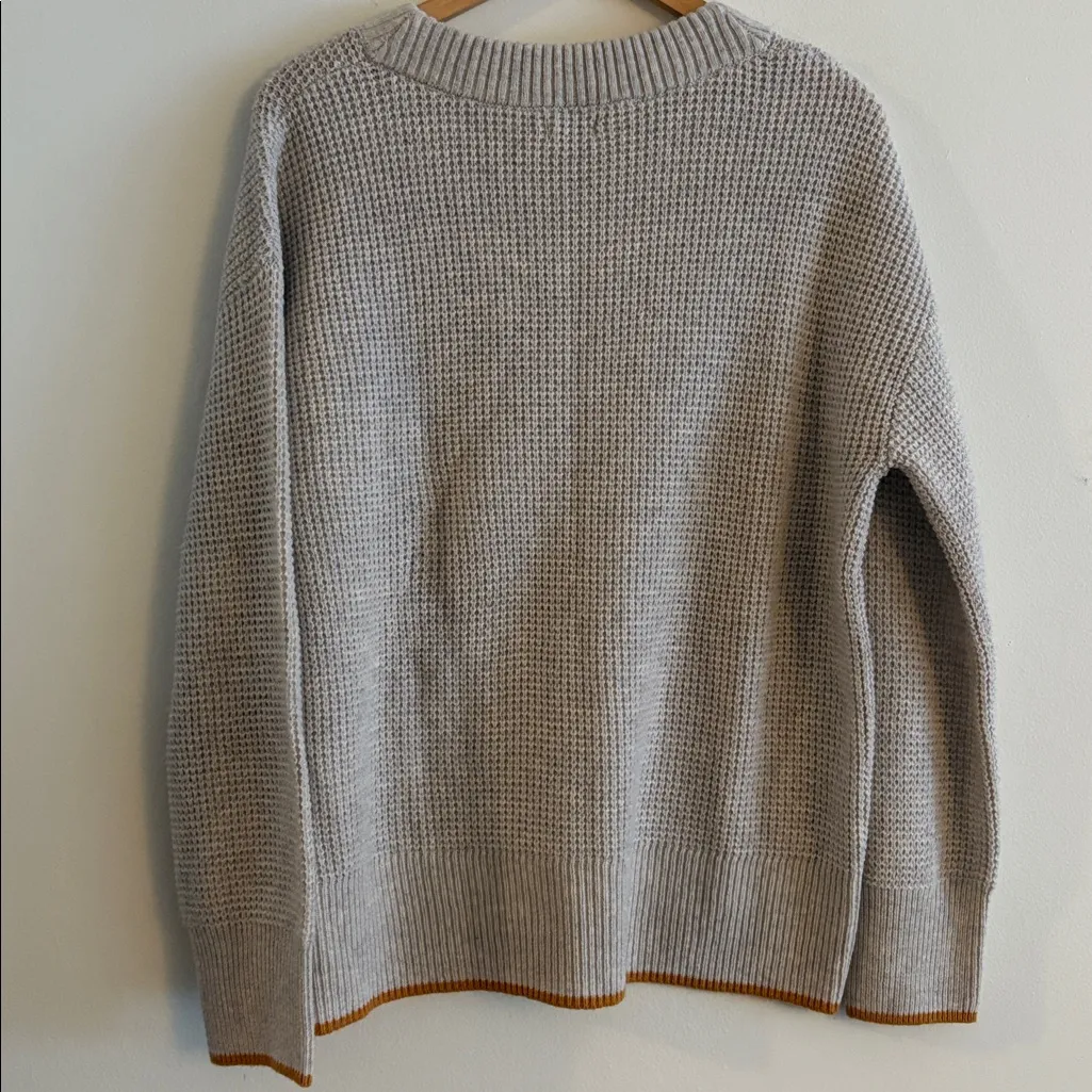 New FAHERTY Tipped Waffle Sweater Size XL Women’s in Gray Mercury Sun Stripe - Image 4