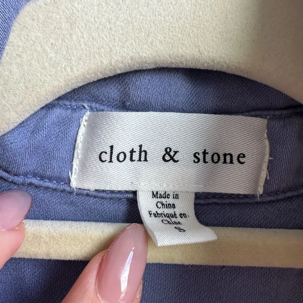 Anthropologie Cloth & Stone Blue 100% Tencel Shacket Jacket Size Small - Image 3