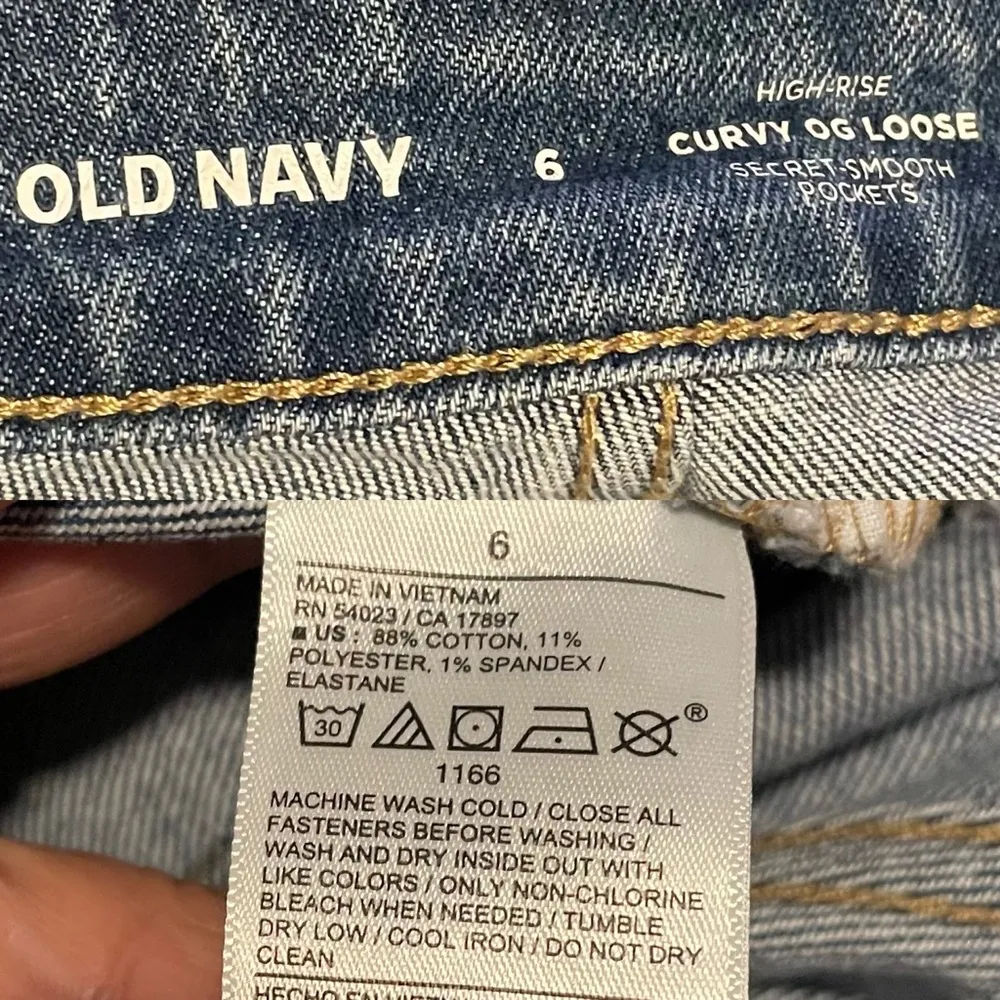 Old Navy Womens Jeans Denim Blue High Rise Curvy OG Loose Slit Ankle Size 6 - Image 10