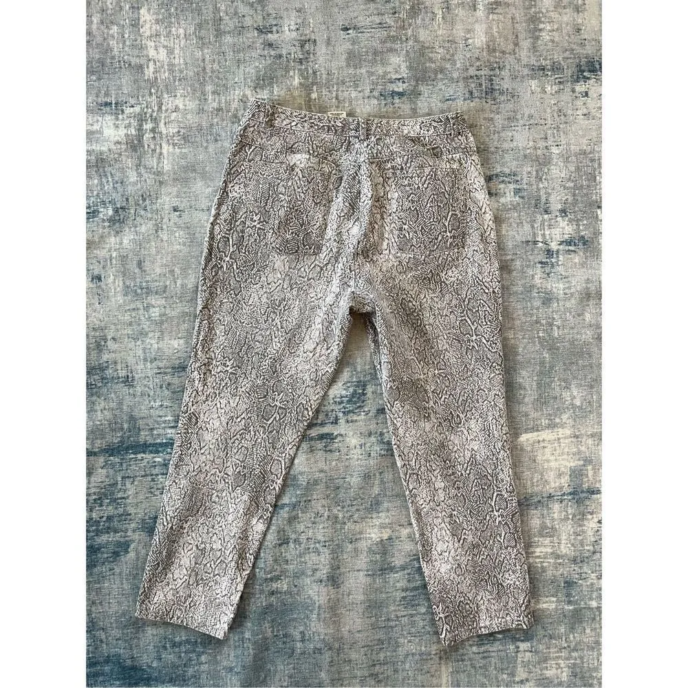 Ruby Rd Gray Snake Print Cropped Denim Jeans Size 10 Gray - Image 2
