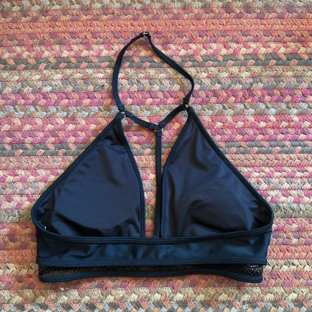 BLACK MESH STRAPPY SEXY SWIM TOP Size XS - Image 2
