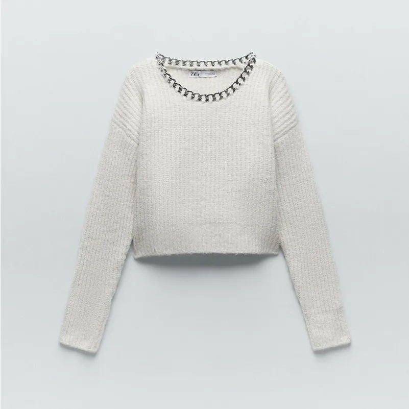 Zara*NWT* Crew Neck White Sweater - Image 4