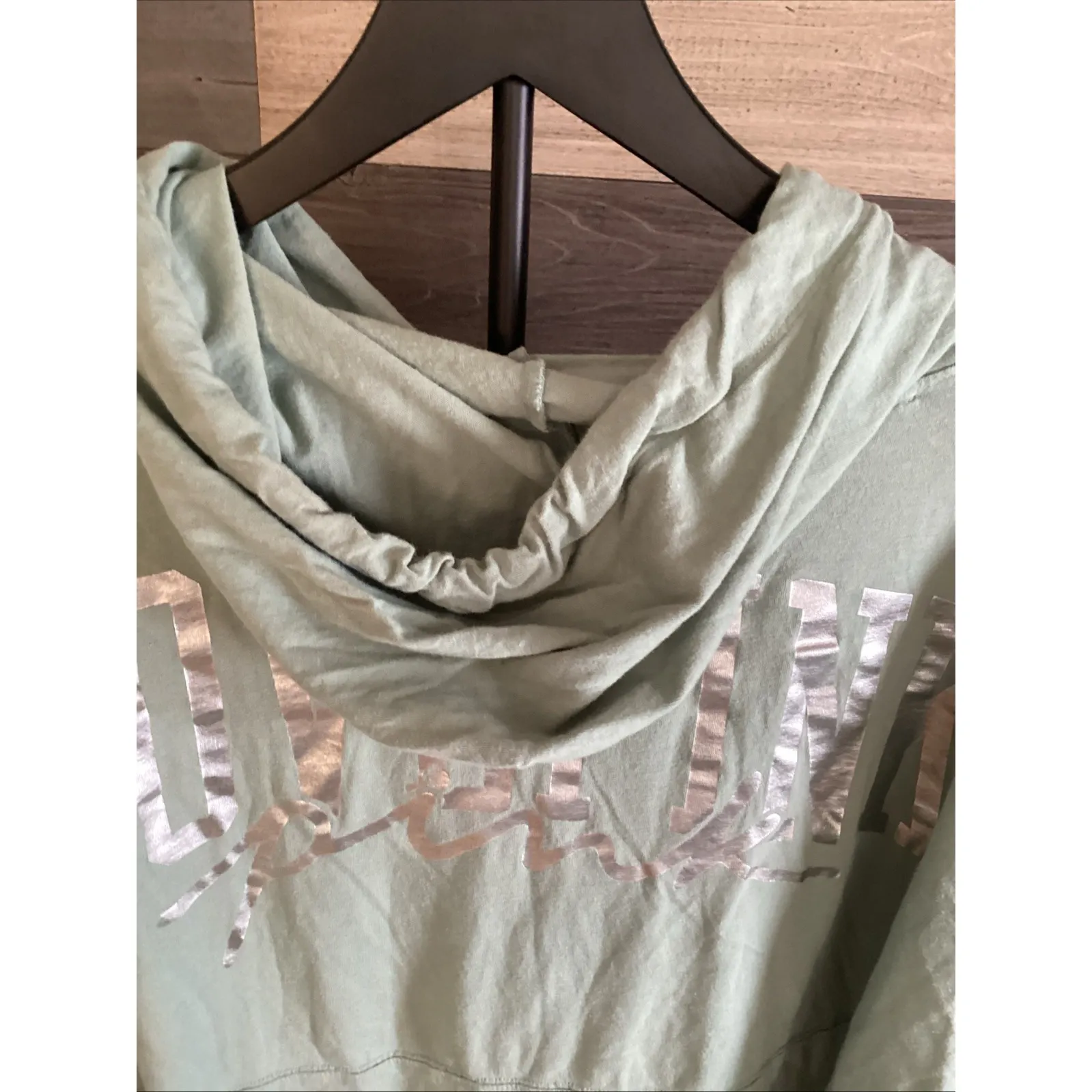 Victoria Secret Pink Light Weight Hooded Womans Green Pullover XL - Image 7