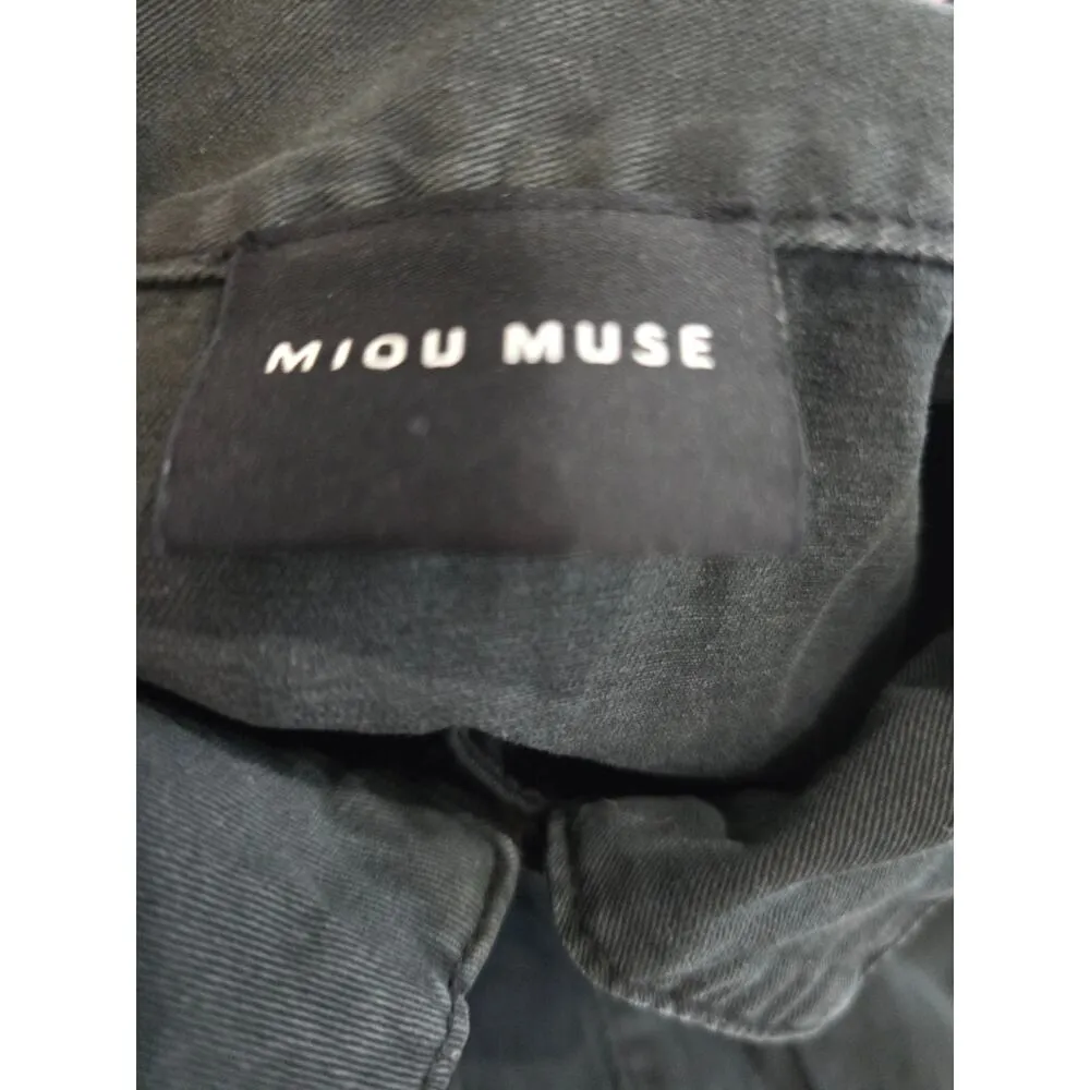 Miou Muse Women's Western Mini Dress Size Small Black Washed LS Snap Denim Like - Image 8