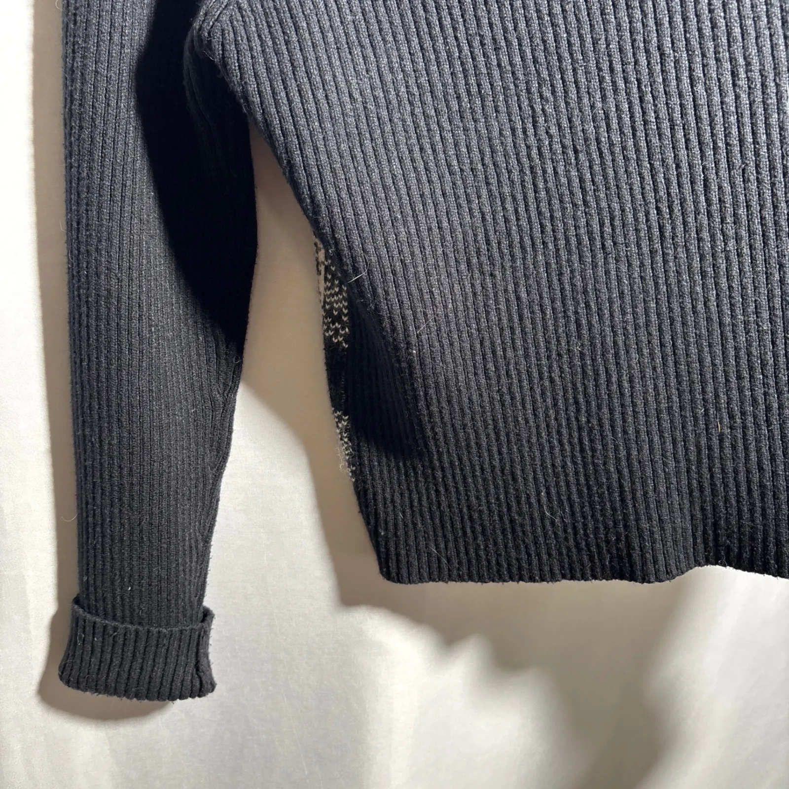 Pendleton Womens Black White Plaid Zip Up Sweater M Silk Angora Cashmere Wool - Image 3