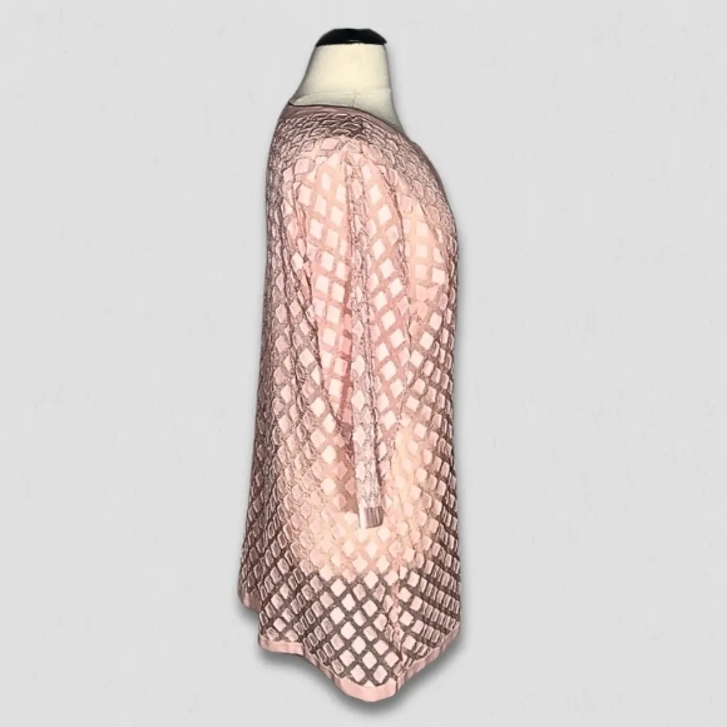 Dennis Basso Organza Mesh Kimono Coat Relaxed Fit Lightweight Pink Women’s 24W - Image 3