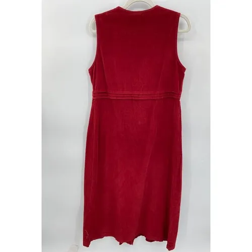 Vintage MATCH Jumper Maxi Dress Women M Red Cotton Corduroy Button Front Holiday Size M - Image 8