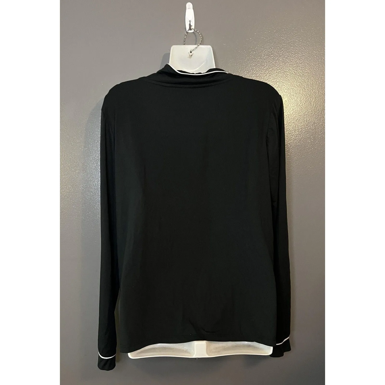 Born Pajama Shirt Womens Large Black Button Front Long Sleeve Piped Sleepwear - Image 5