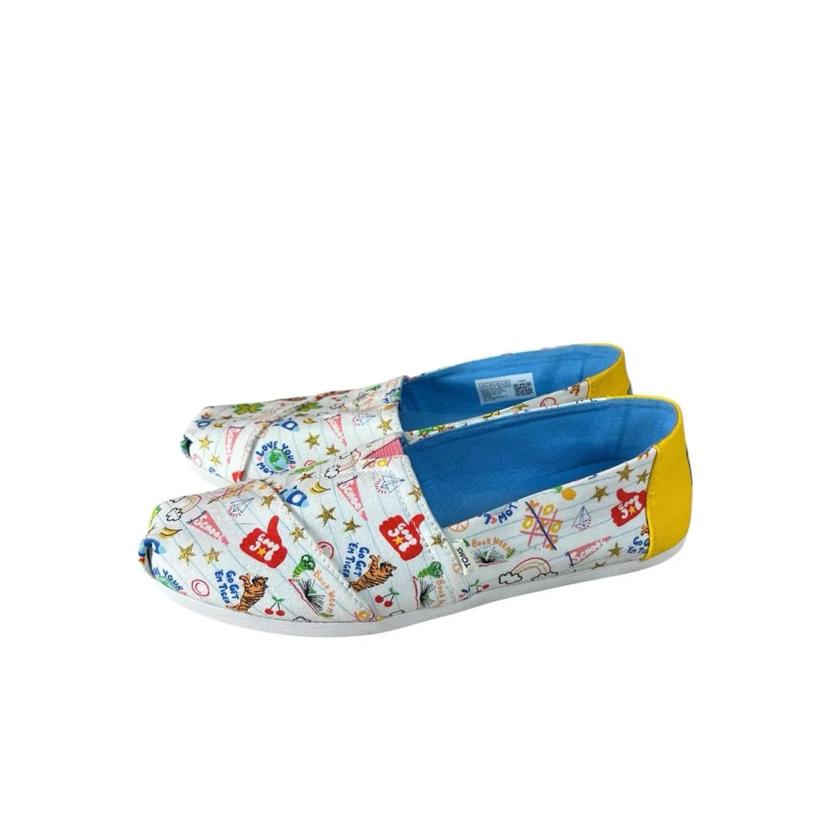 Toms White Alpargatas Notebook Doodles Flat Slip On Ortholite Women’s Size 7.5 - Image 5