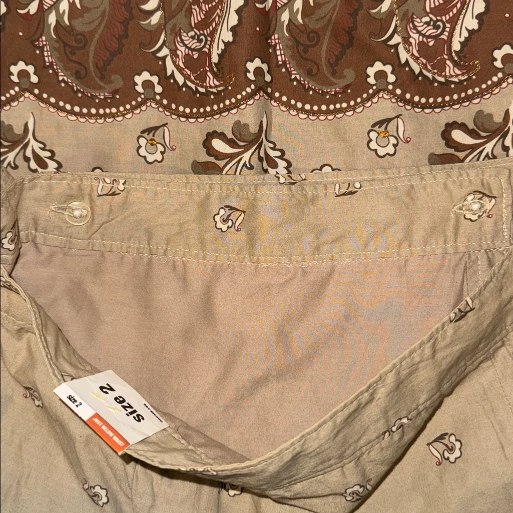 Old Navy Wrap Skirt w Western Paisley Print Women’s 2 Brown Tan 100% Cotton - Image 4