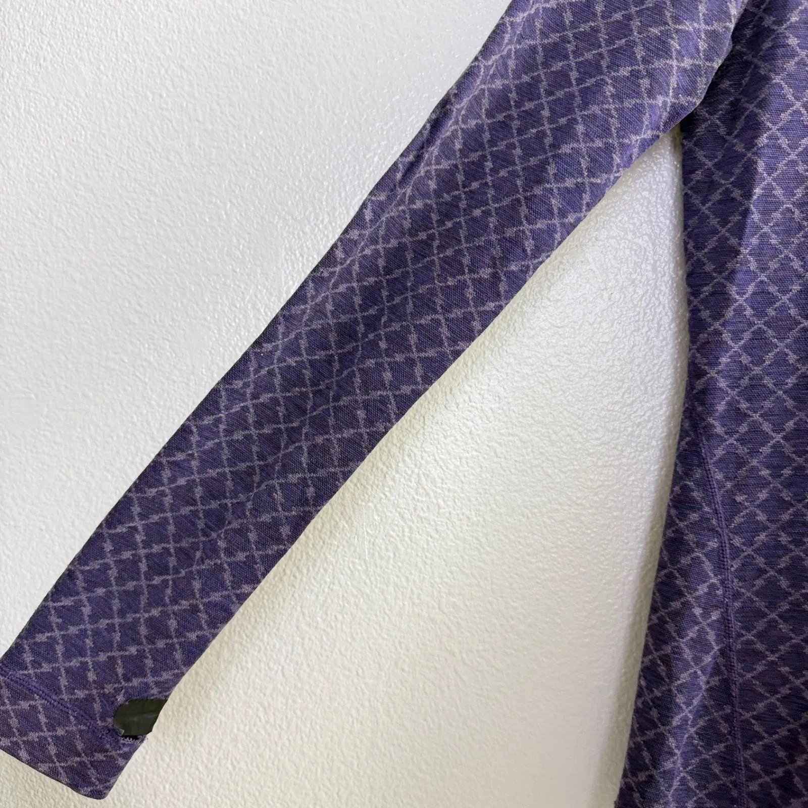 Smartwool Thermal 1/4 Zip Top Womens Small Purple Pattern Base Layer Ski *FLAWS - Image 4