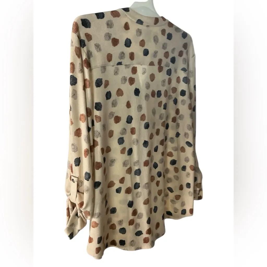 NIC+ZOE Polka Dot Button Down Shirt - Cream and Brown - Image 5