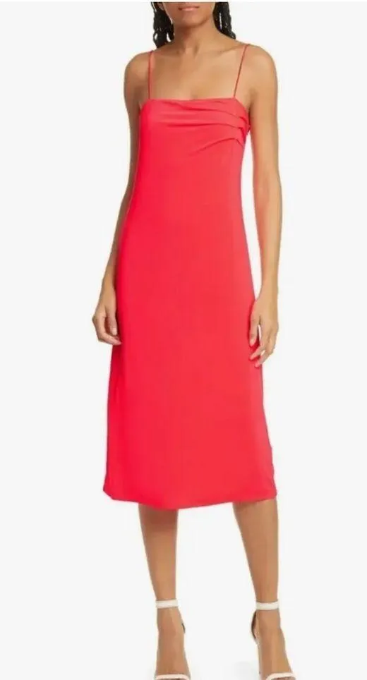 NWT Le Superbe Entourage Midi Slip Dress Hot Pink Coral Neon Slinky Satin size S - Image 12