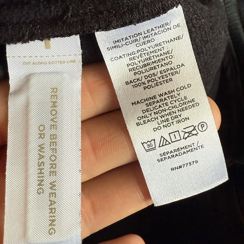 Ann Taylor Women’s Sz 10 Faux Leather Belted Button Front Skirt Black - Image 6