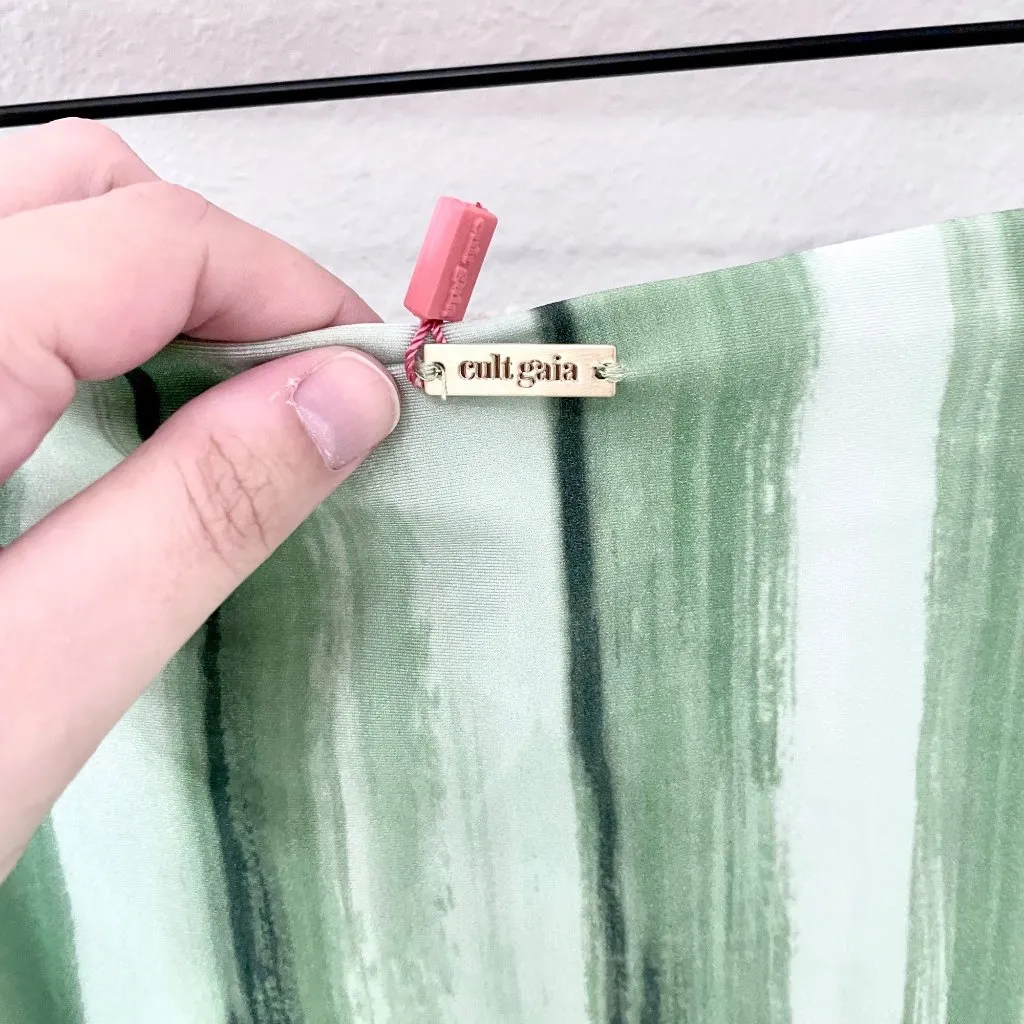 NWT Cult Gaia Oswin Calla Lily Painted Stripe Green Swim Bikini Top Bottoms XL - Image 13