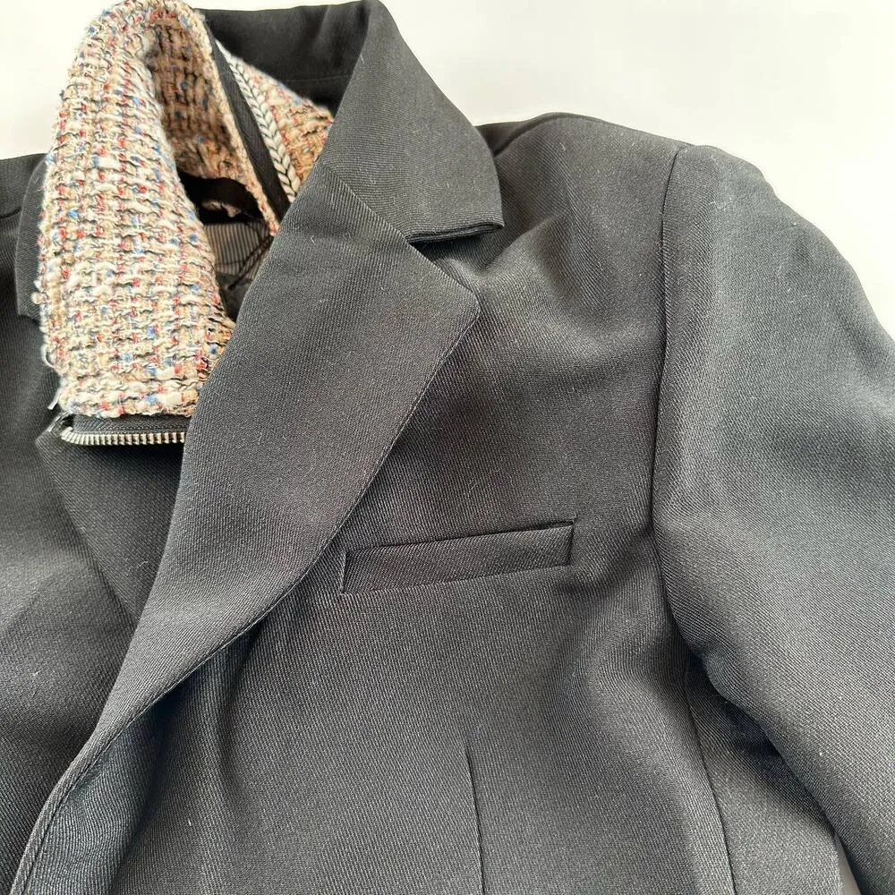 Fate Black one button Blazer tweed removable insert Size Small NWT 2 in 1 - Image 6