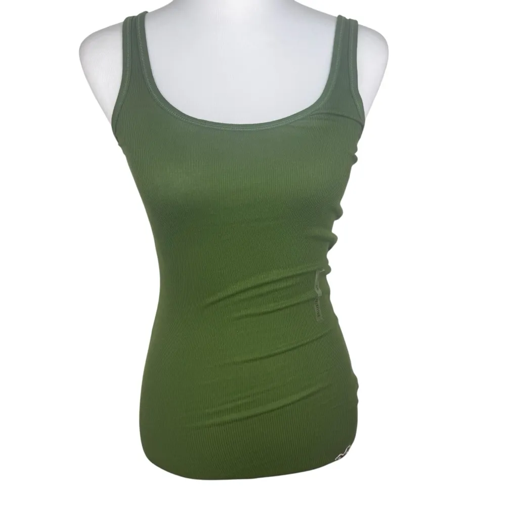 Y2K NWT Hollister Military Green Ribbed Beater Slim Fitted Tank Top Size Small - Image 9