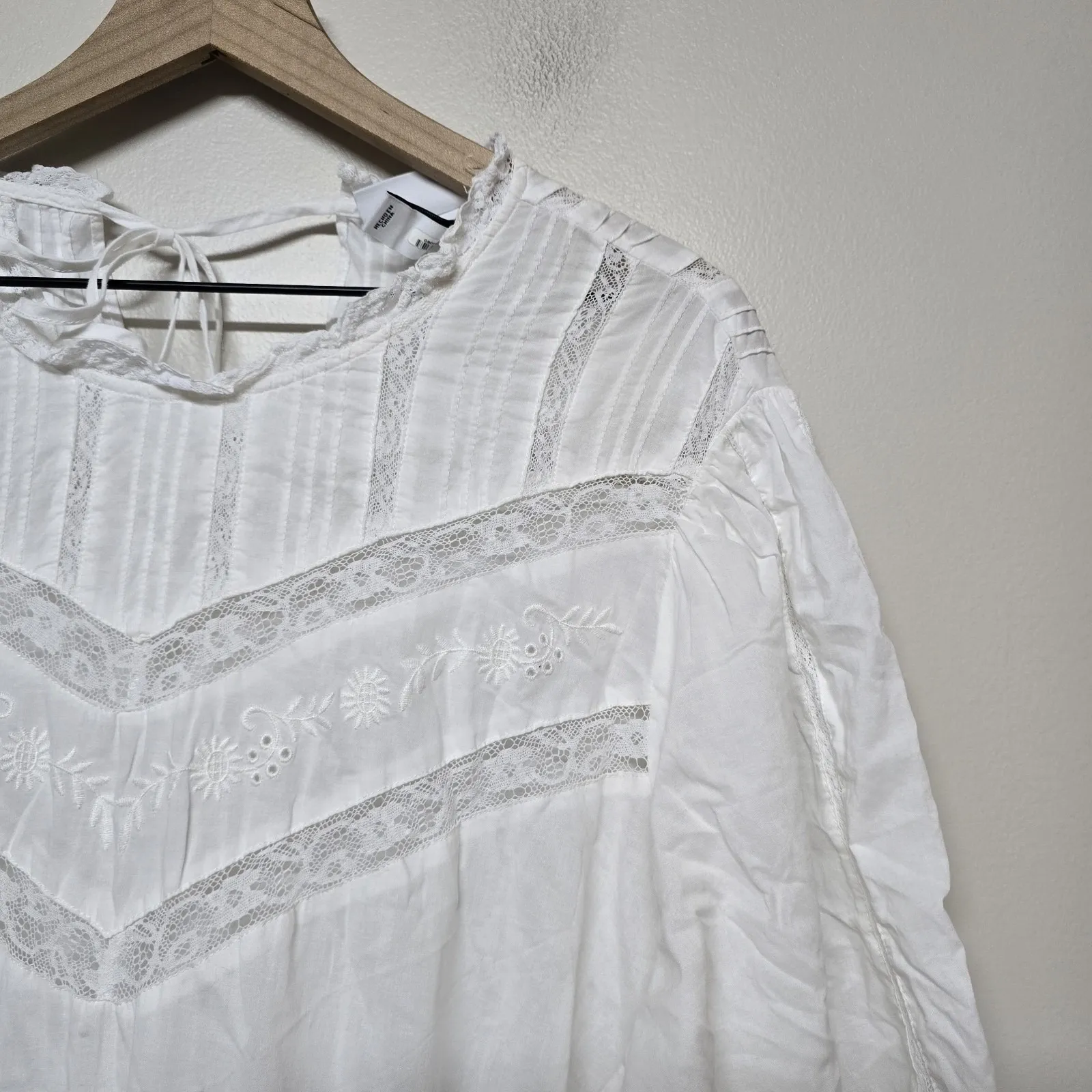 LoveShackFancy x Target White Cotton Boho Dress 1X Embroidered Lace Trim Peasant - Image 2