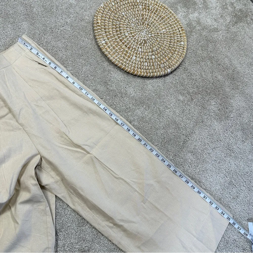 Lera Pivovarova Women’s Dana Pants Pull On Wide Leg 100% Linen in Sand Size XL - Image 12