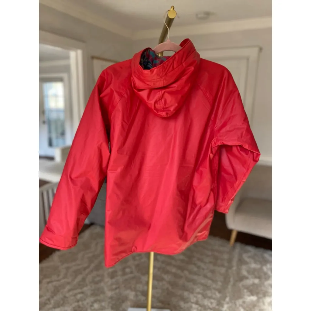 Vintage Misty Harbor Raincoat Any Weather Slicker Cherry Red Coastal Plaid Lined - Image 3