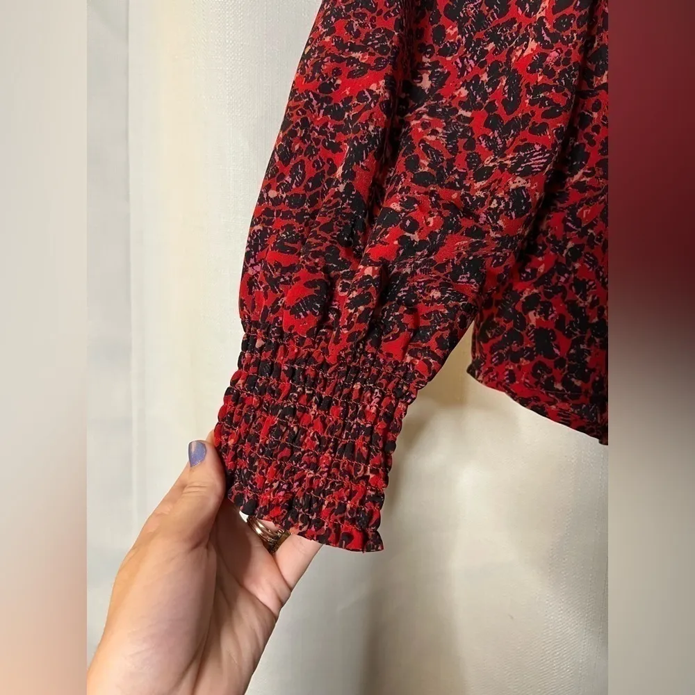 Sanctuary Red and Black V Neck Harmony Blouse in Surreal XS - Image 7