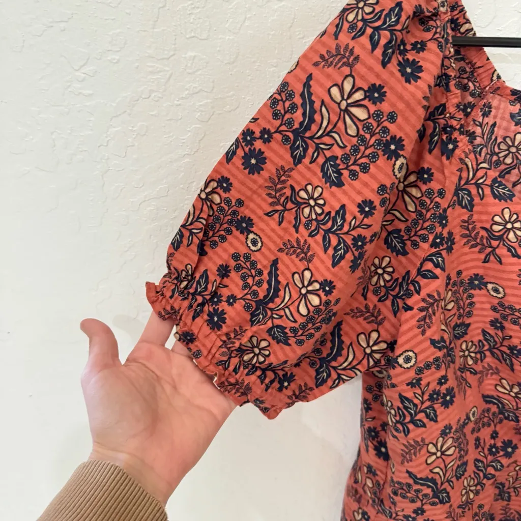 Madewell Blouse Puff Sleeve Peplum Top in Cavoli Floral cotton Small - Image 7