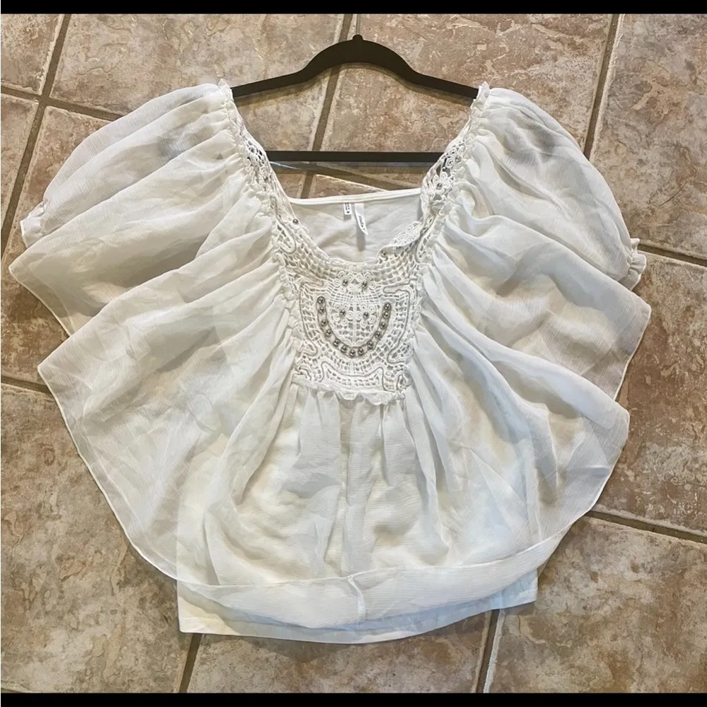 Crochet White Top Size M - Image 3