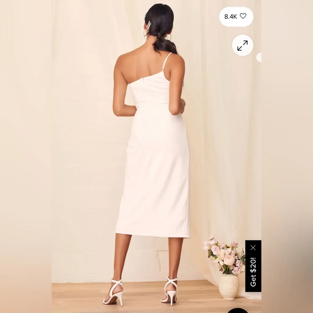 Lulu's One Shoulder White Midi Dress Size L - Image 2
