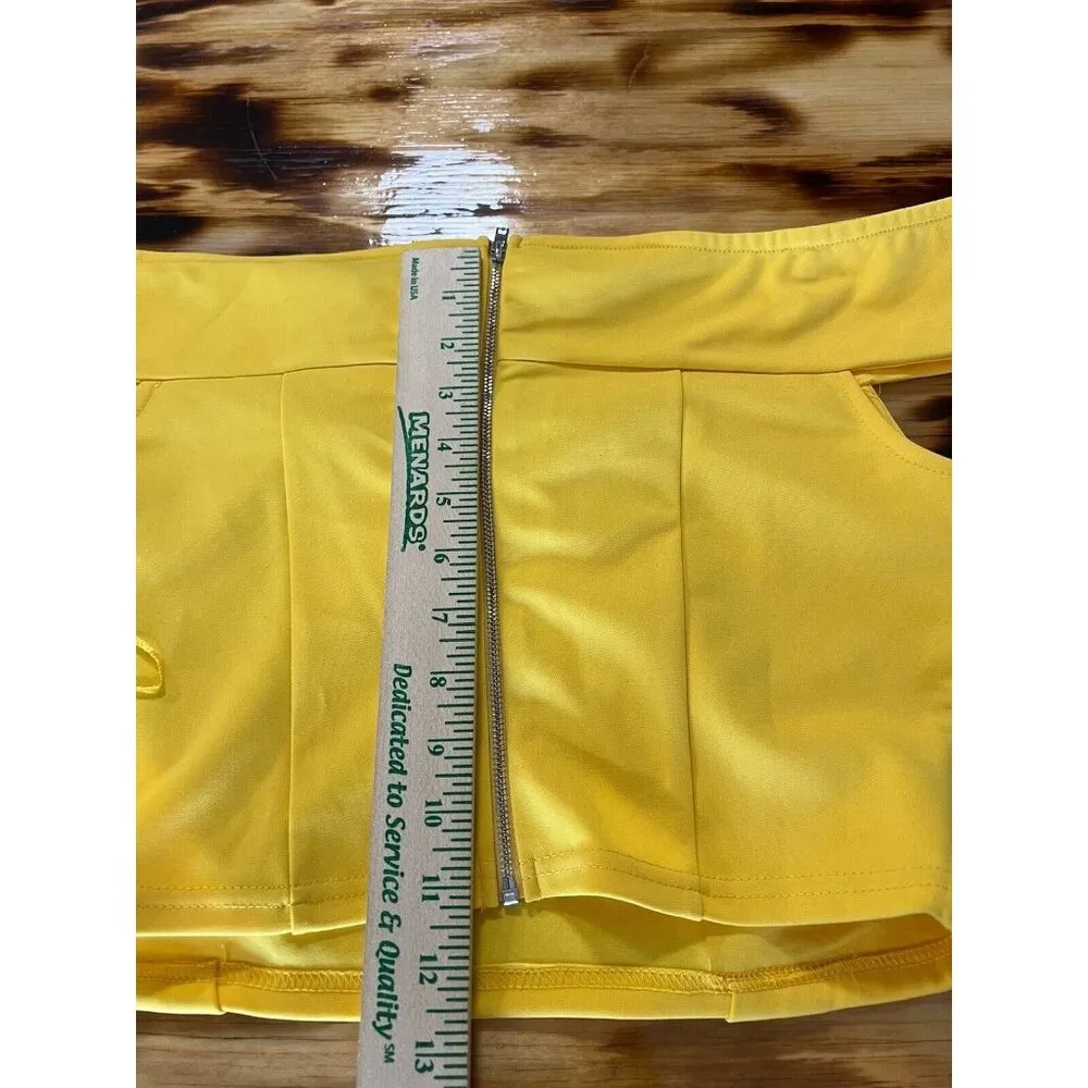 Alythea Yellow Cropped Women Bohemian Cotton Blend Top Size Large Party Sexy NWT - Image 5