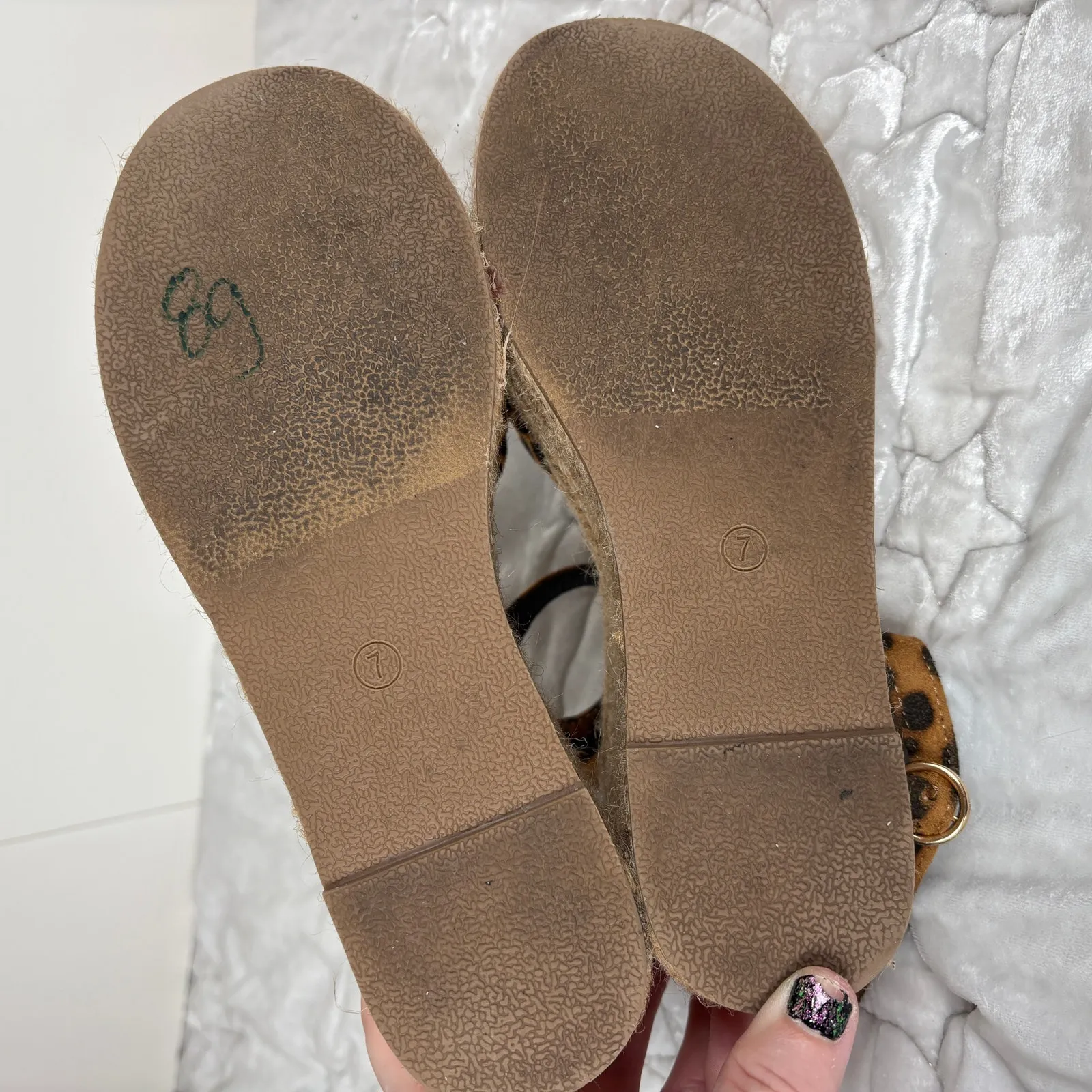 Beast Fashion Suede Leopard Bow Open Toe Espadrille Platform Wedge Sandal Size 7 - Image 7