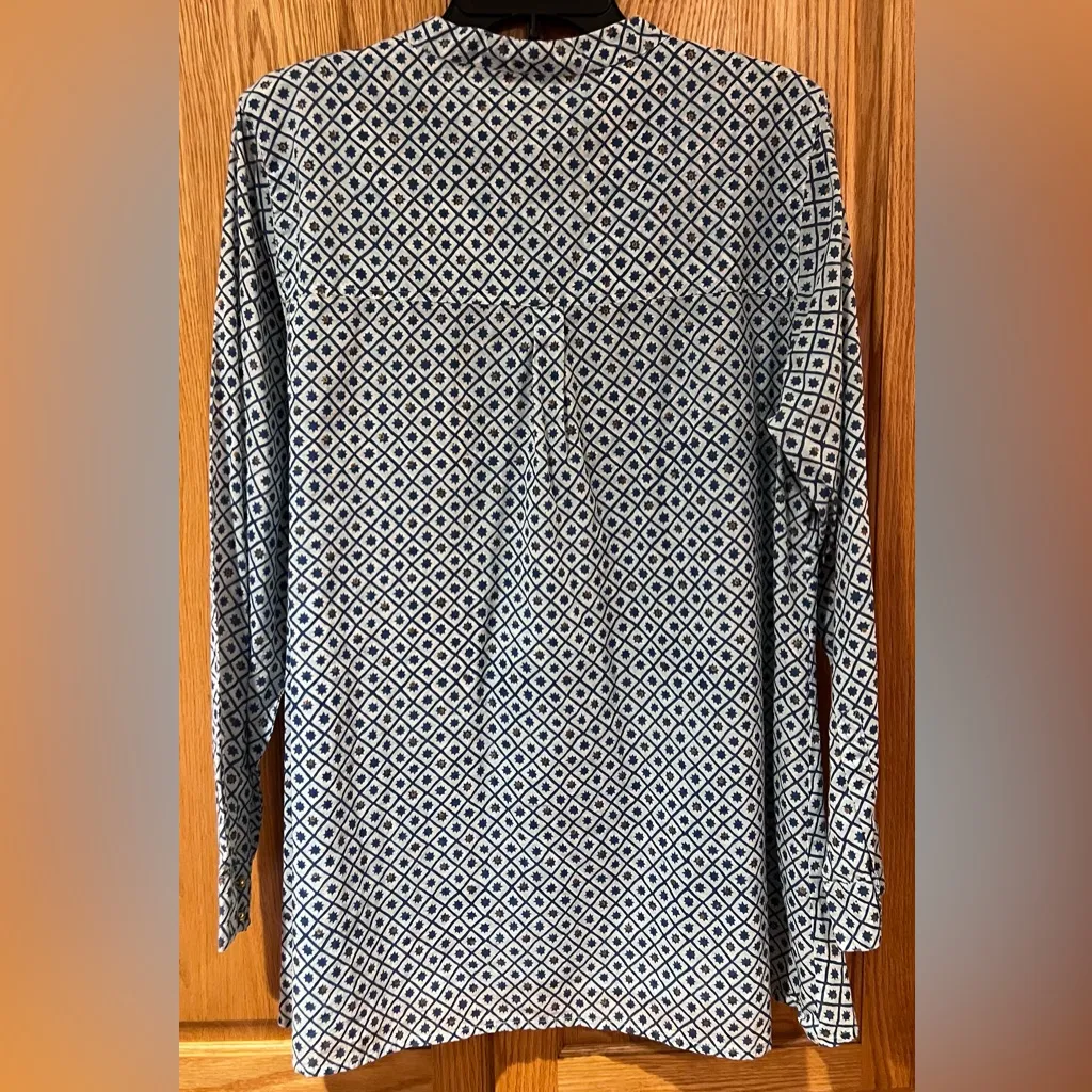 Roberta Roller Rabbit Gold Button Down Geometric Print Shirt‎ Tunic Size Large - Image 9