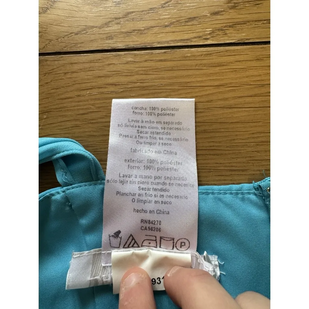 David’s Bridal Bridesmaid Dress Style F15406 Blue Size 8 Wedding‎ Formal NWOT - Image 4