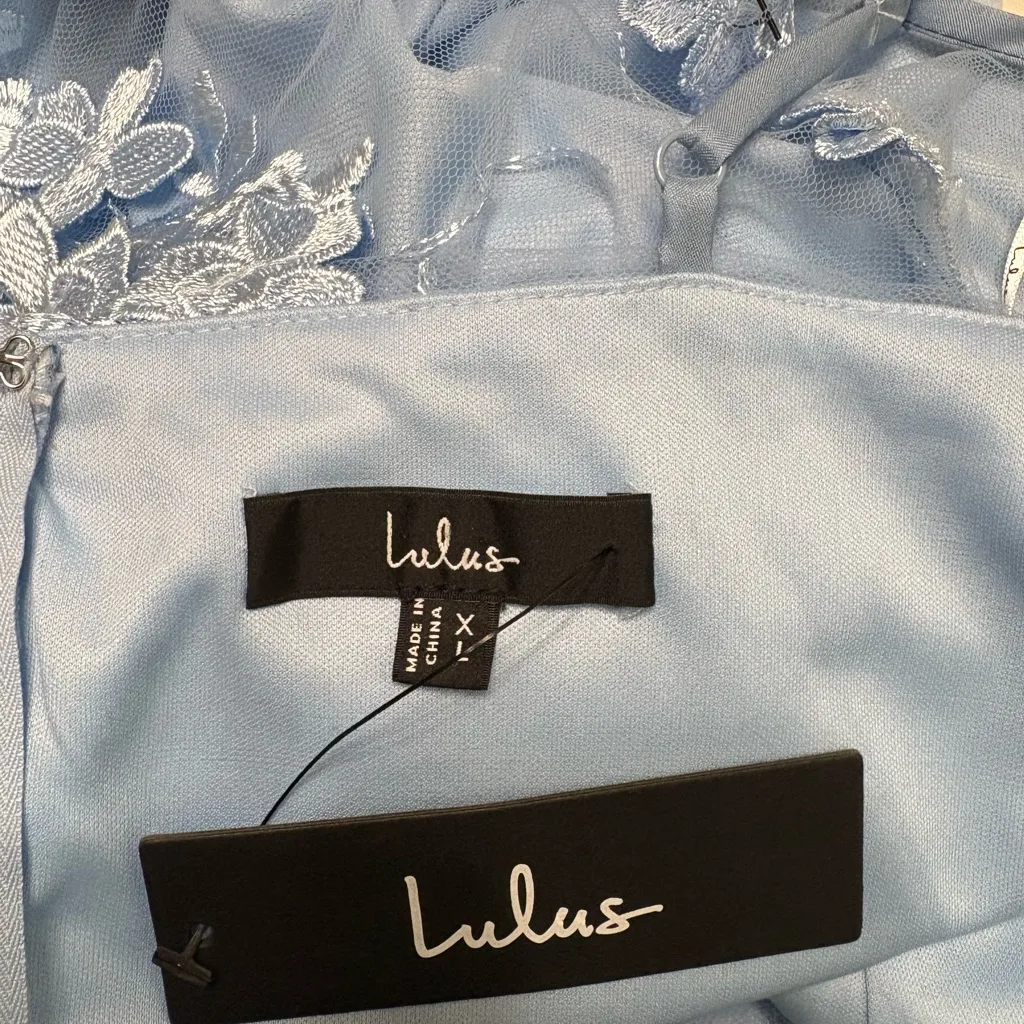 Lulu's Rare Presence Powder Blue 3D Floral Surplice Maxi Dress,Size XL,NWT - Image 2