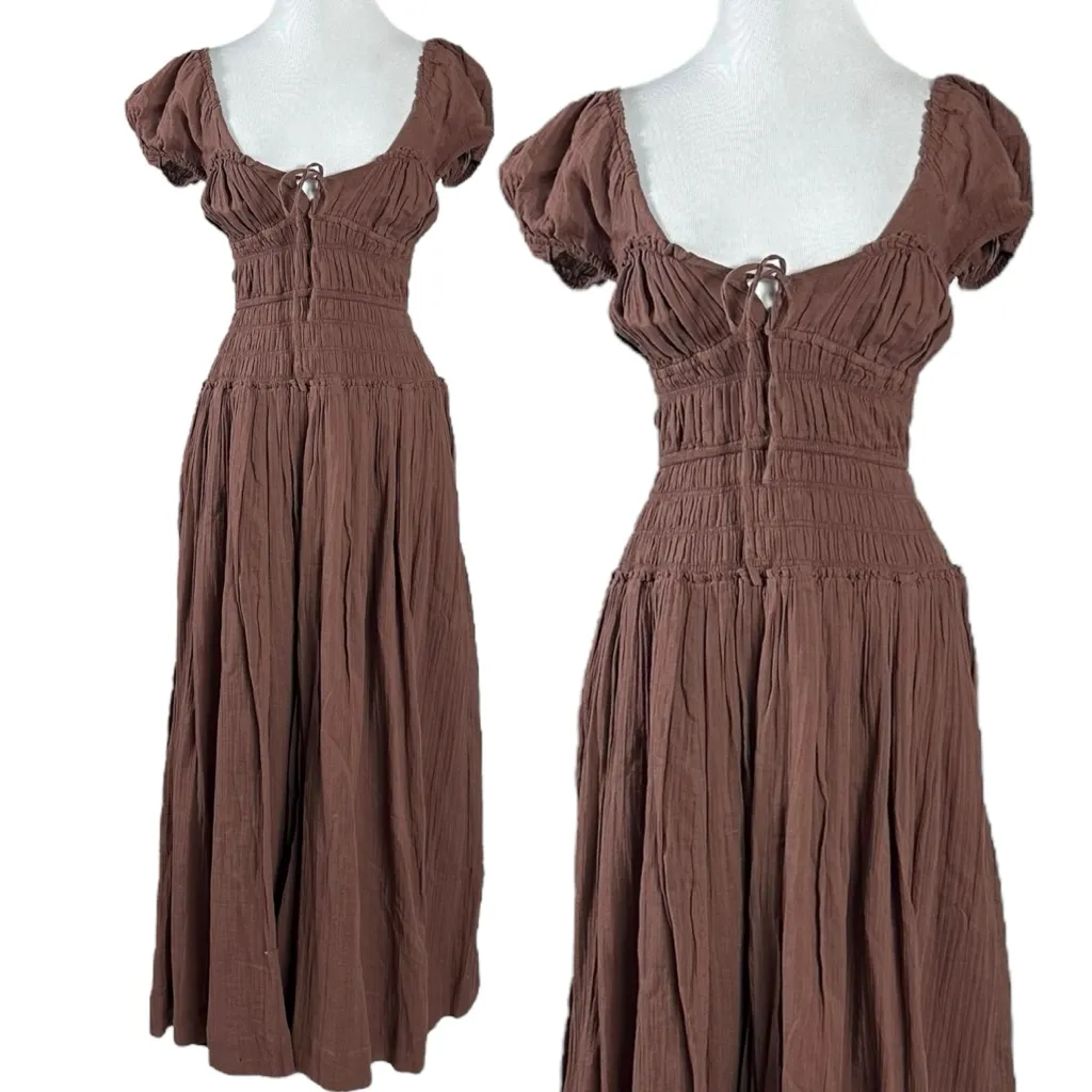 Free People Feeling Bonita Midi Maxi Dress in Brown Size XS Romantic Dainty - Image 5
