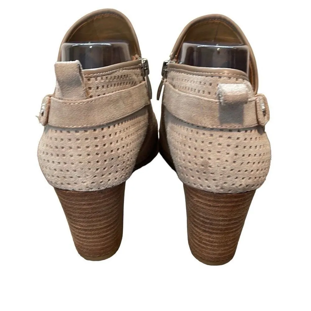 Franco Sarto Womens Dale2 Perforated Cutout Block Heel Ankle Boot Taupe Size 10M - Image 7