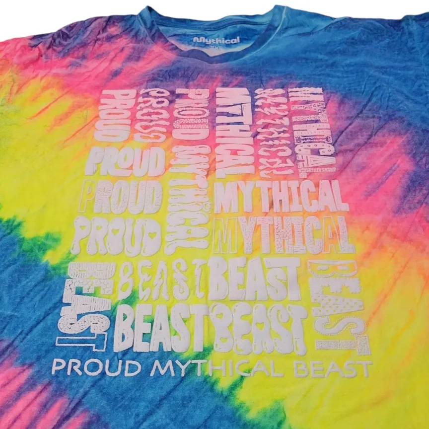 Shirt Size 2XL Proud Mythical Beast 2022 Graphic Print T-Shirt Tie-Dyed T-Shirt Unisex T-Shirt - Image 3