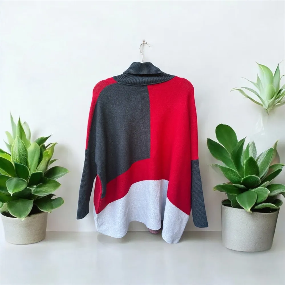 Joseph A Colorblock Cowl Neck Sweater Large - Image 2