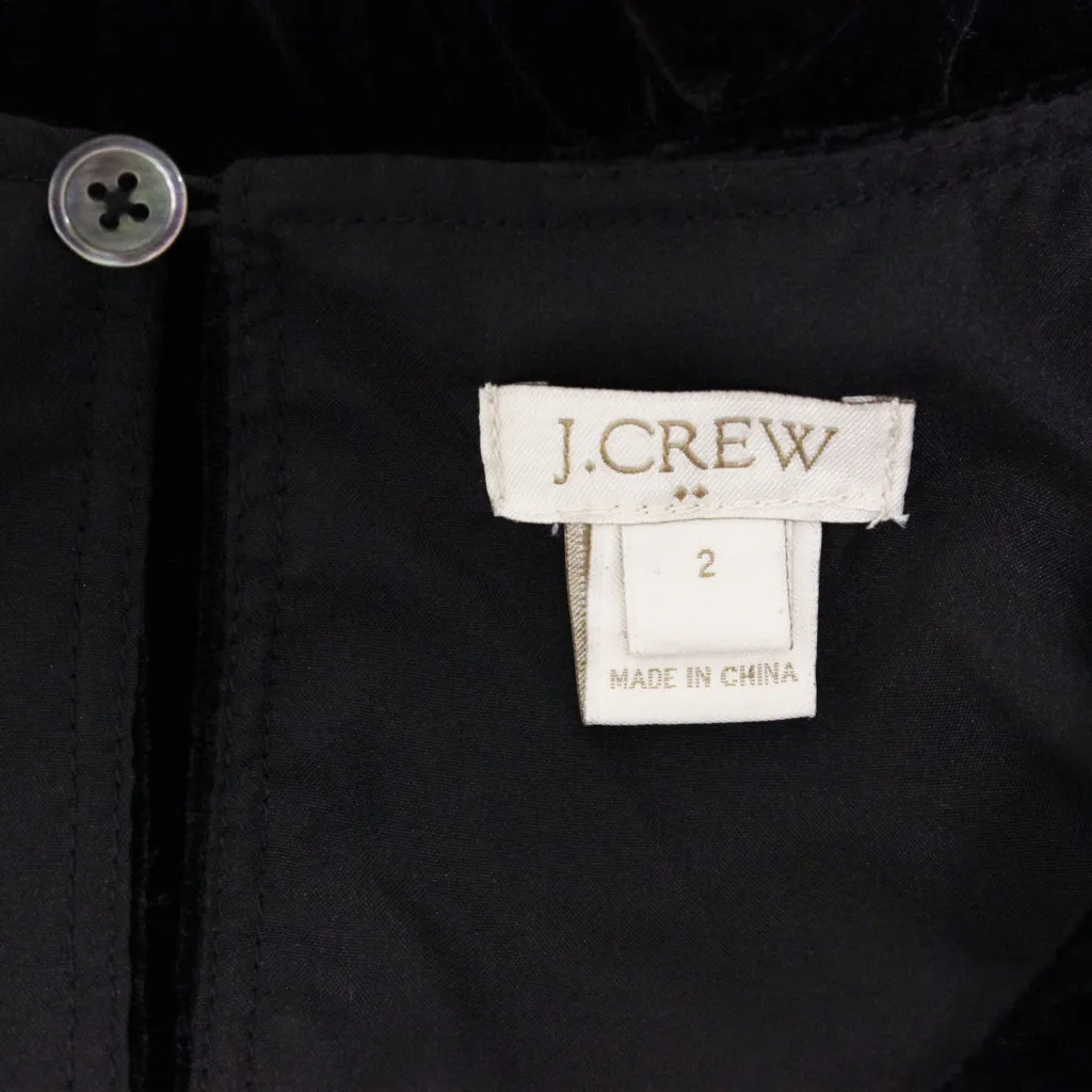 J Crew Black Velvet Sleeveless Top Flared Hem - Image 6