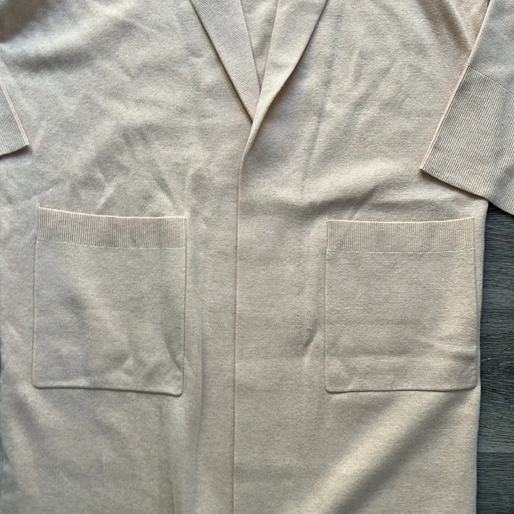 J Crew Women’s Beige Long Cardigan Neutral Minimalist Sweater Jacket Pockets New - Image 6