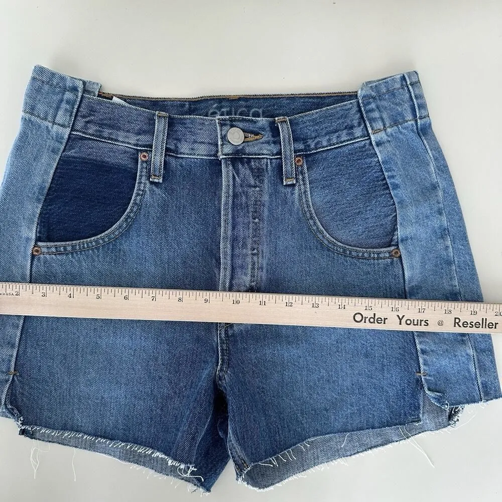 ETICA Shorts Womens 27 Jean Denim Cutoffs Two Tone Festival Boho Organic Ethical Blue - Image 14
