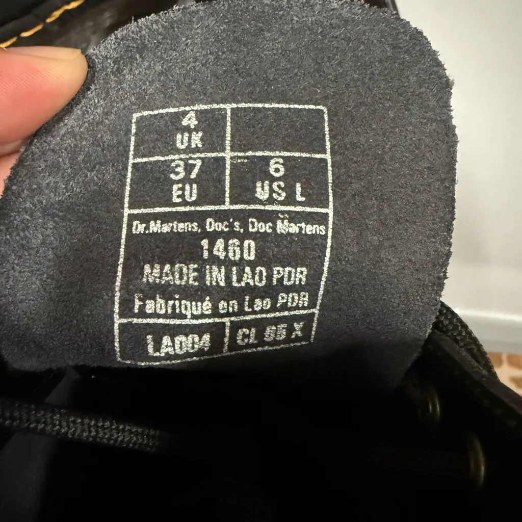 Dr. Martens Shiny Black Boots with Yellow Stitching - Image 5