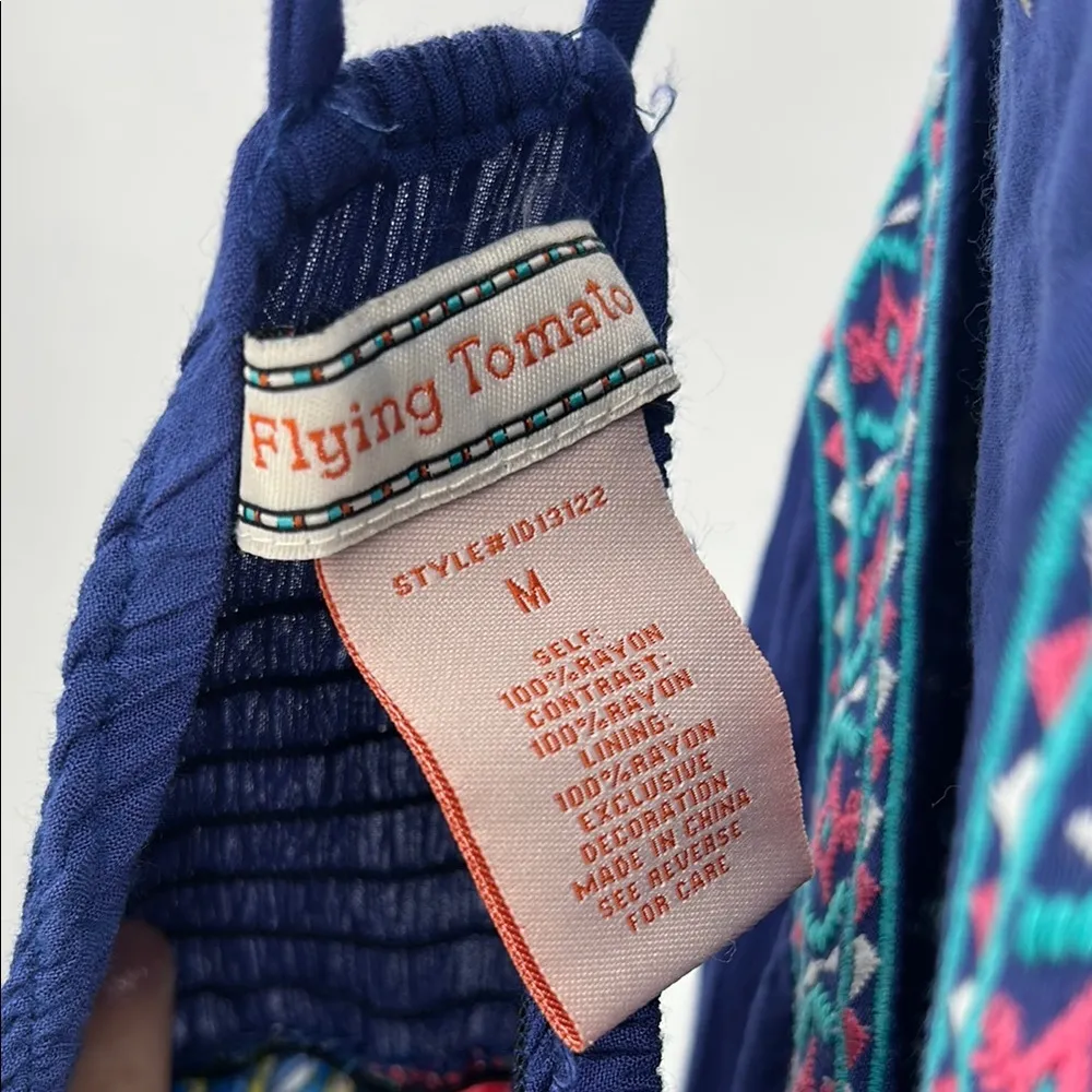 Flying Tomato Embellished Halter Maxi Dress Blue Green pink embroidered M summer - Image 4