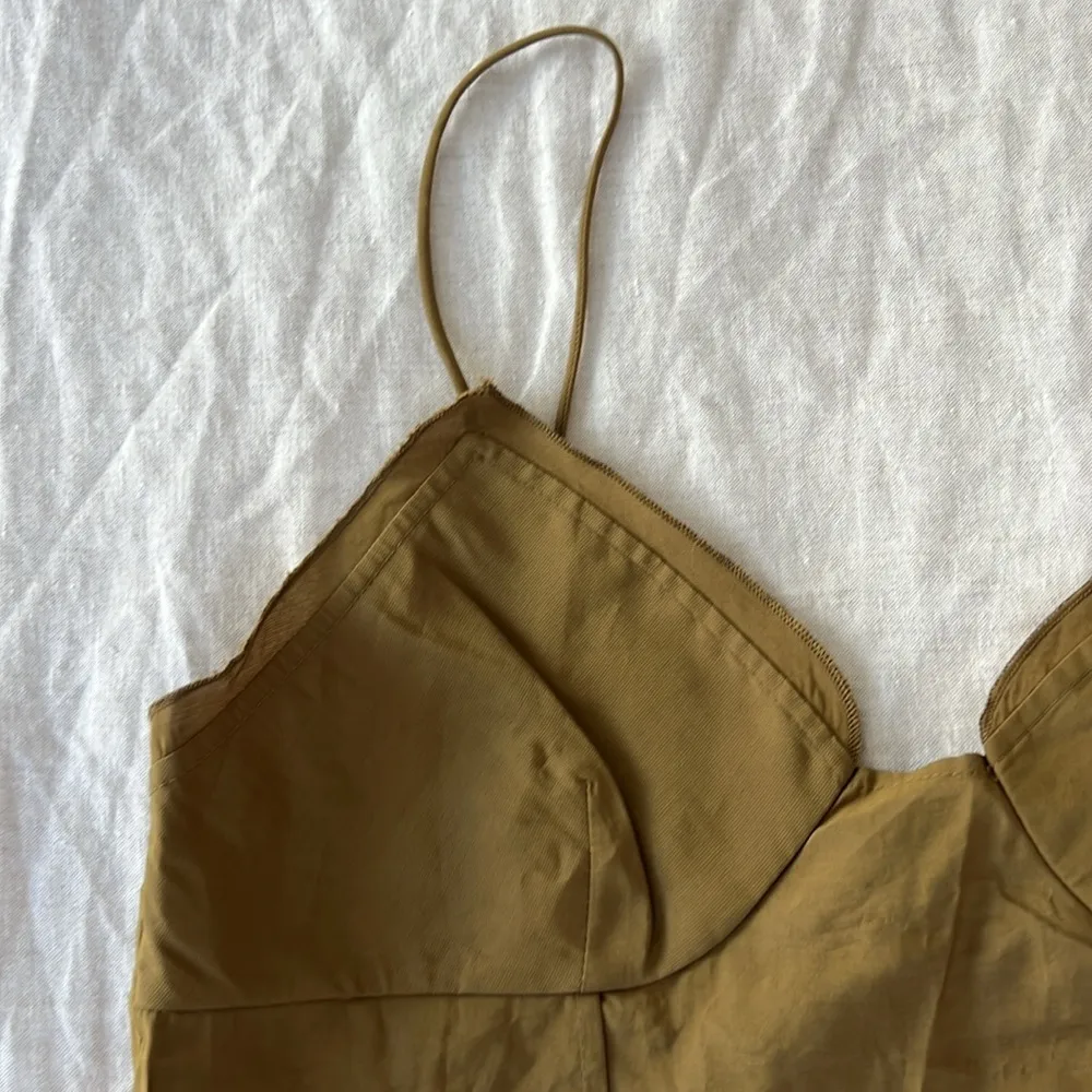 H&M  Cami Strap Cropped Tank Top Size Small in Greenish Tan $30 - Image 3
