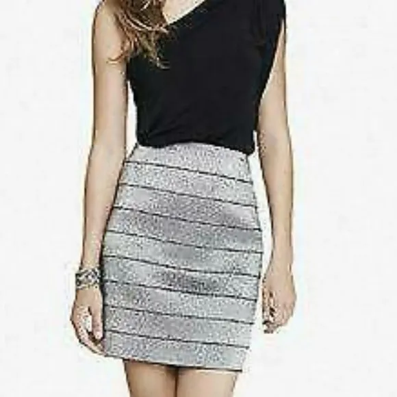EXPRESS  Silver Metallic Bandage Mini Skirt - Image 2