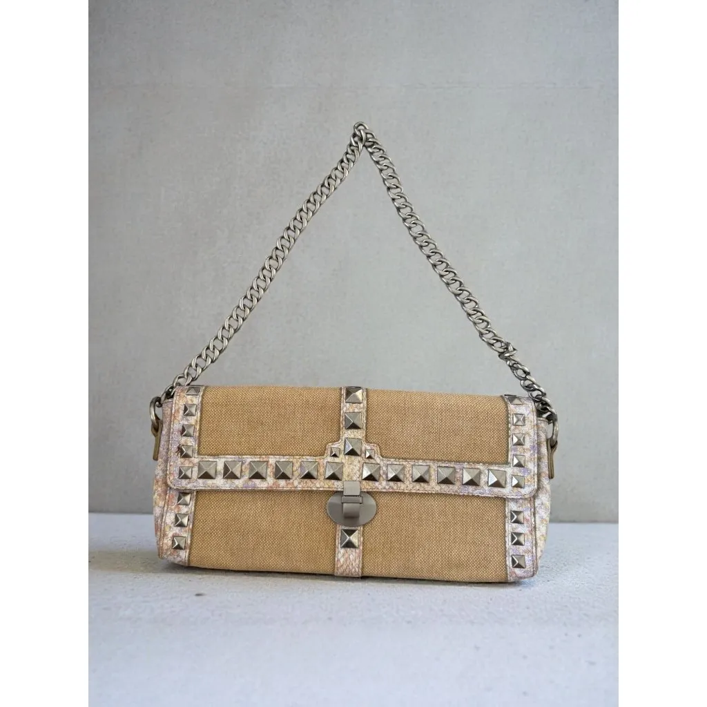 BCBGIRLS Vintage y2k Studded Straw Chain Strap Shoulder Bag - Image 3
